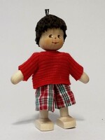 Anne Krebs 168-2 Miniature Doll - Boy, Red Shirt, Brunette 7.5cm