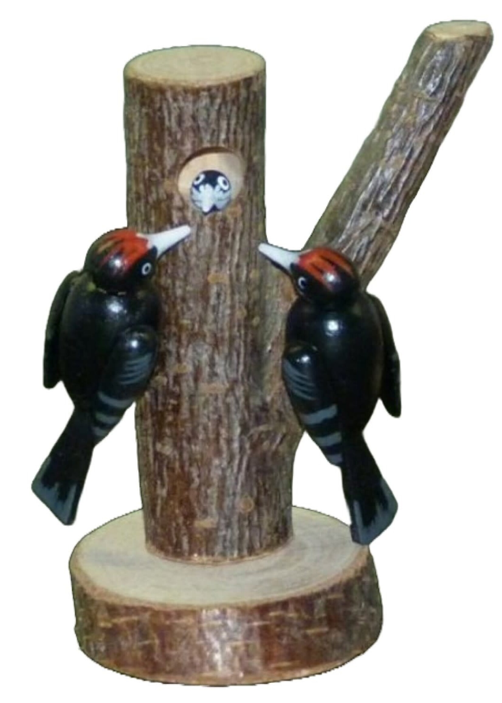 7211 - Two Black Woodpeckers on Tree Trunk