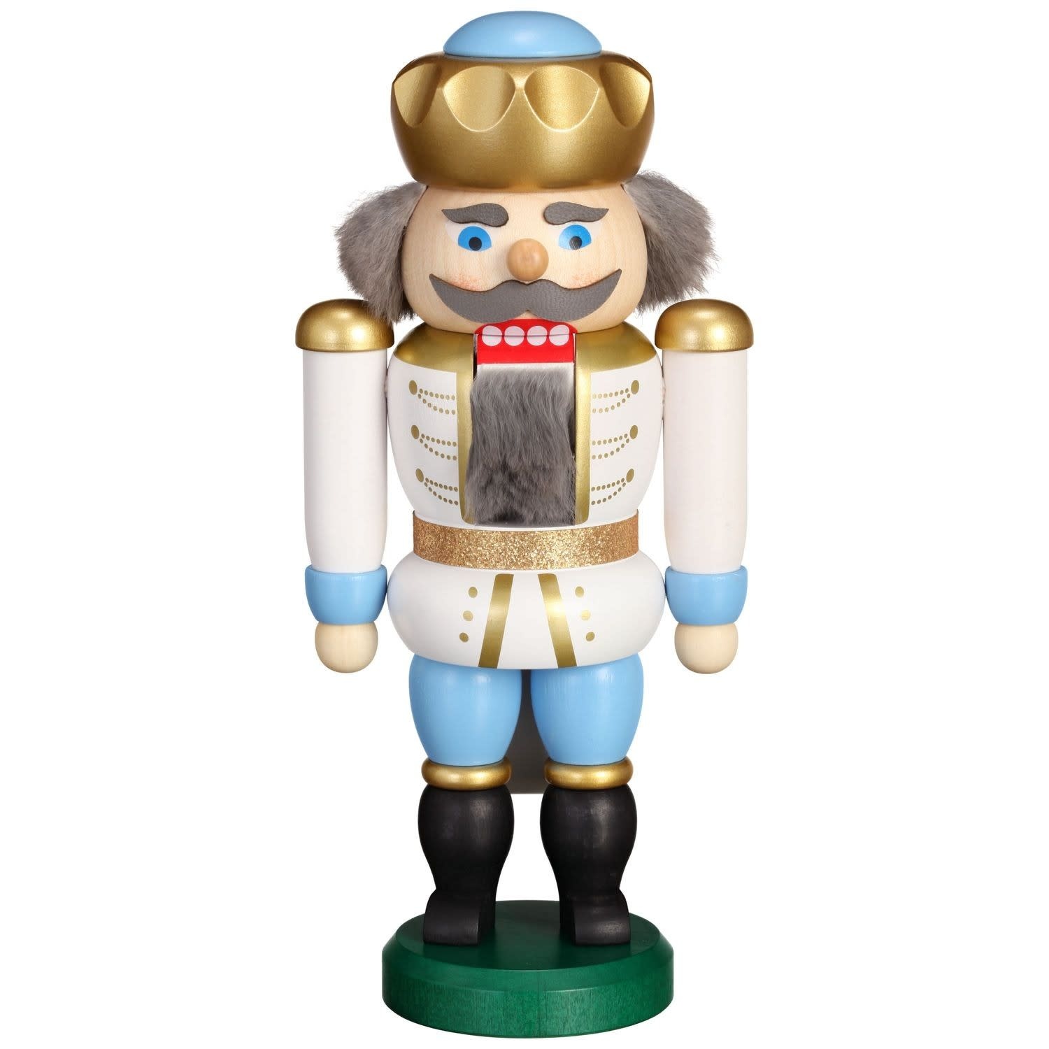 Seiffener Volkskunst eG 11470 Nutcracker King White Blue  7.9 inches