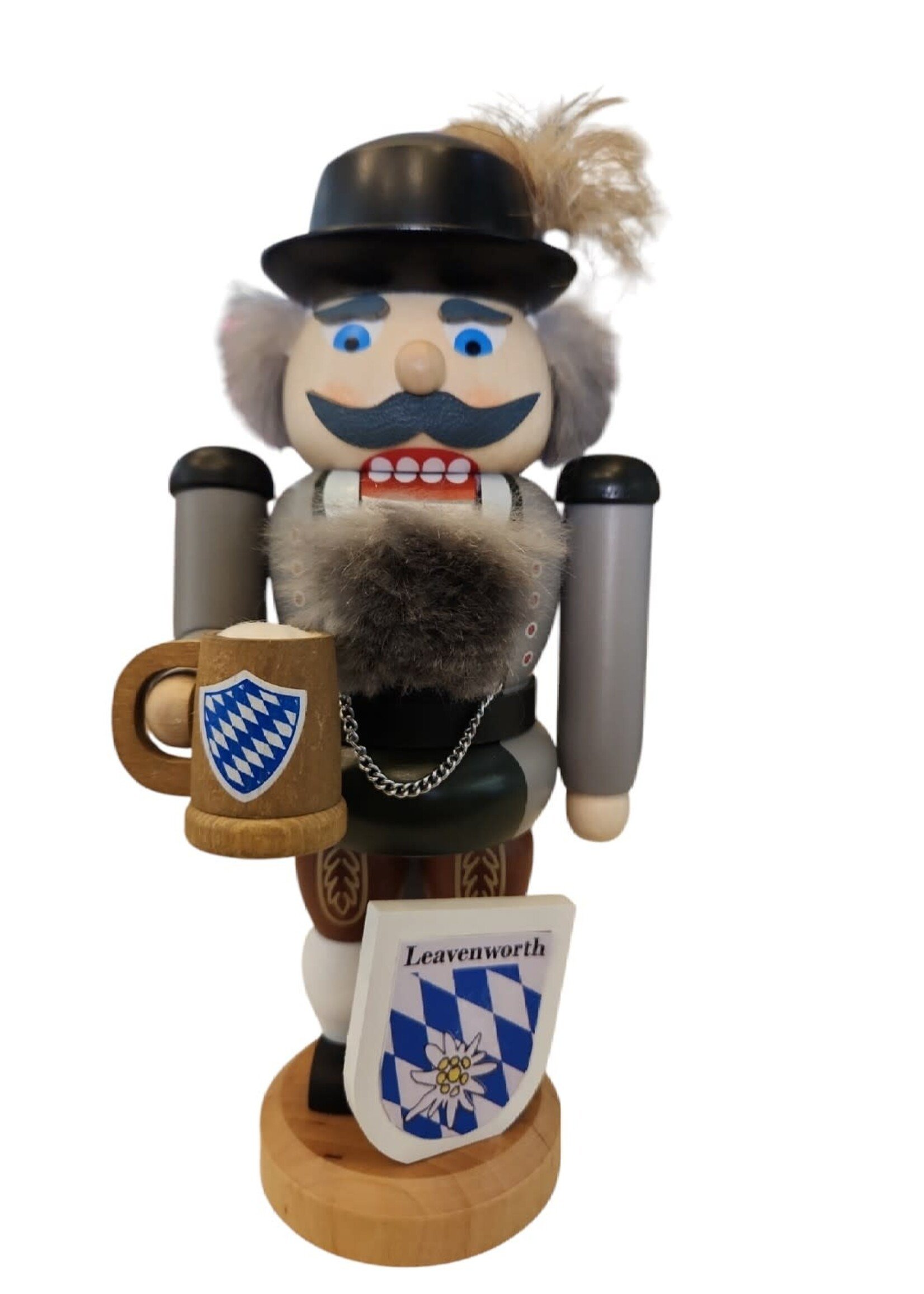 Seiffener Volkskunst eG 11458 Bavarian w/ Leavenworth Shield Nutcracker  7-1/2 inches