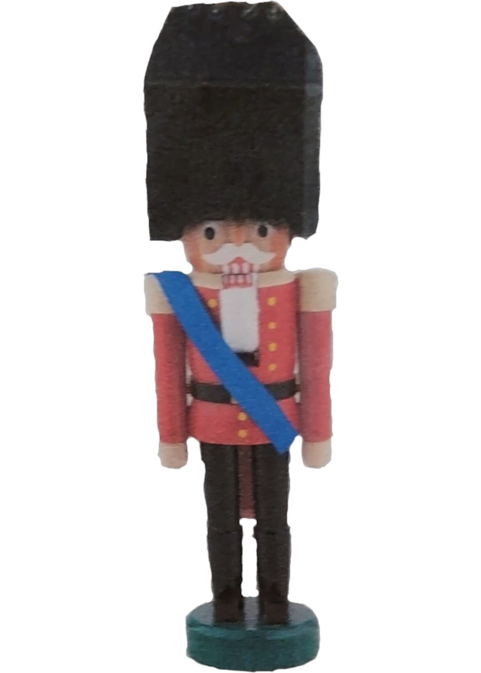 071/102B Mini  British Nutcracker Soldier Red, Black Fur Cap  5 inches