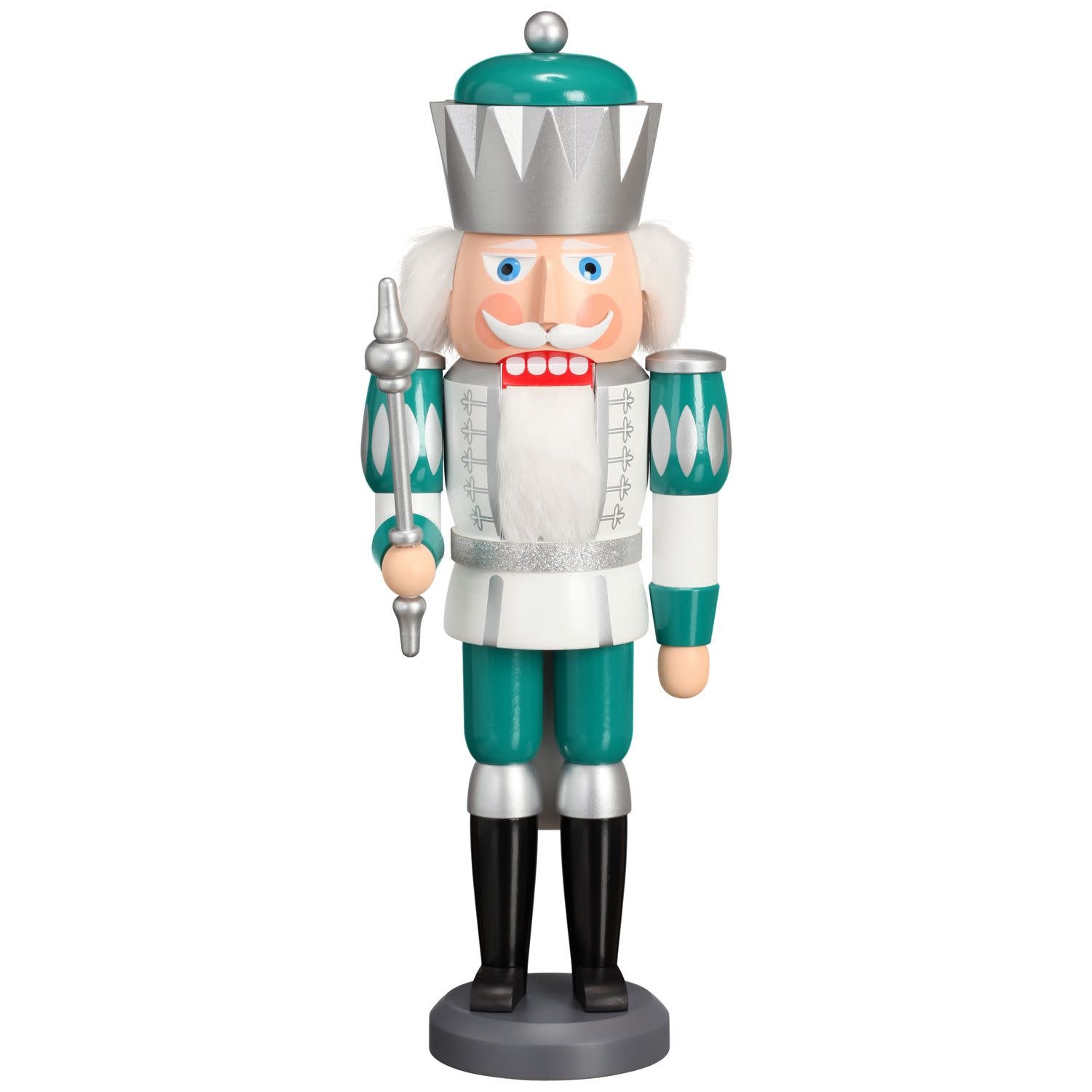 Seiffener Volkskunst eG 11263 Nutcracker - King Exclusive white silver 15.7 inches