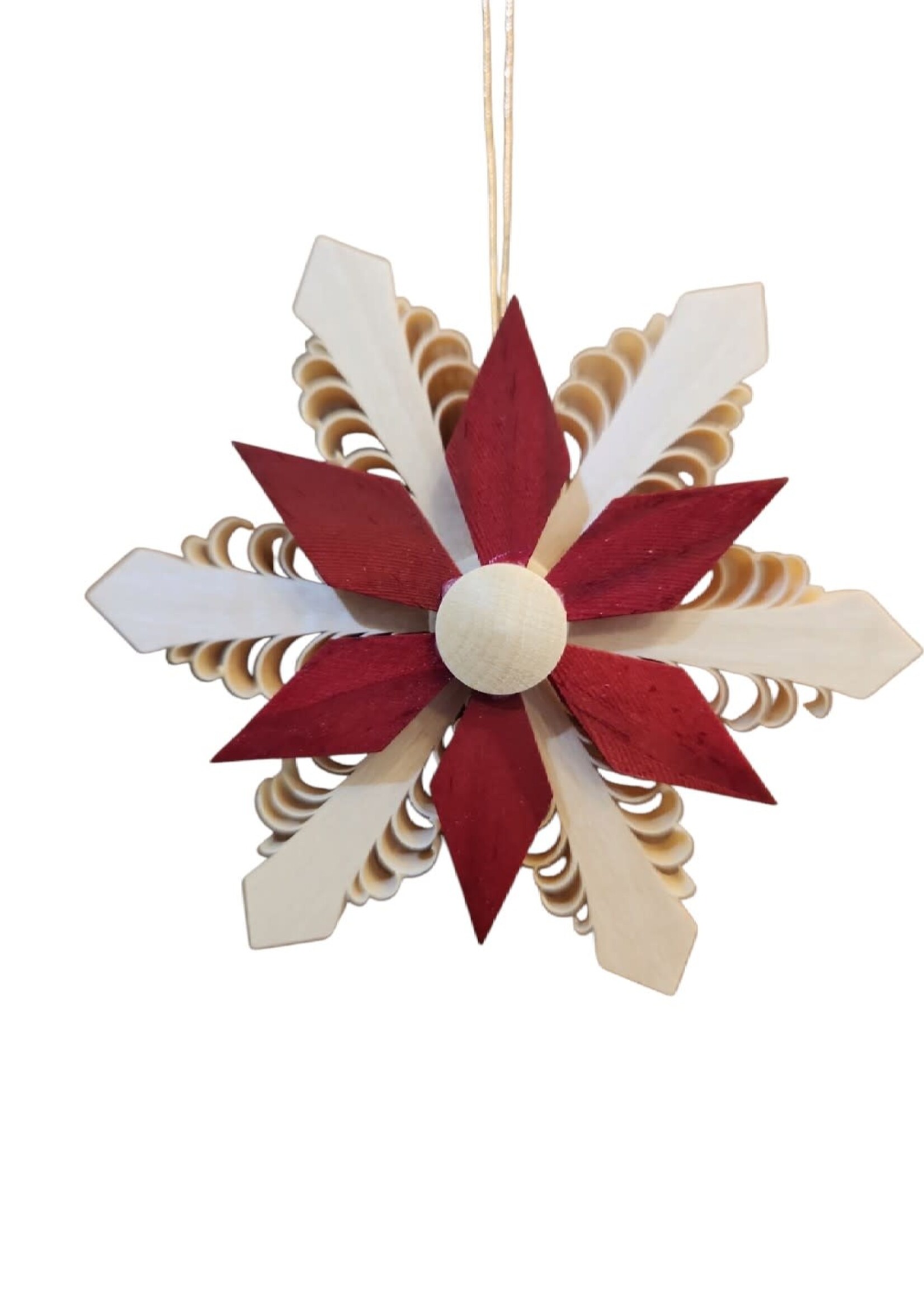 Rudolph 332/R Ornament Curly Wood Red Single - Approx 3 inches