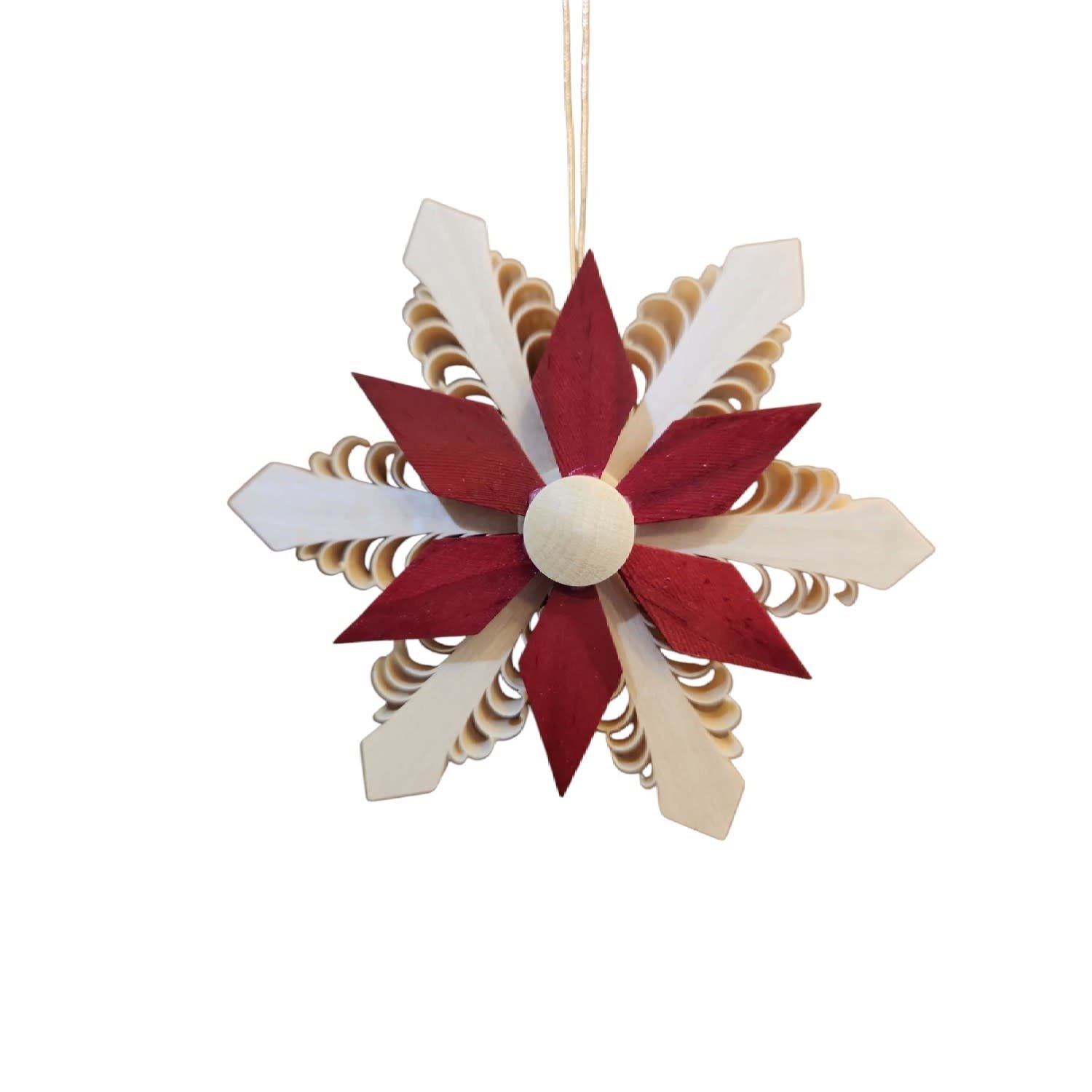 Rudolph 332/R Ornament Curly Wood Red Single - Approx 3 inches