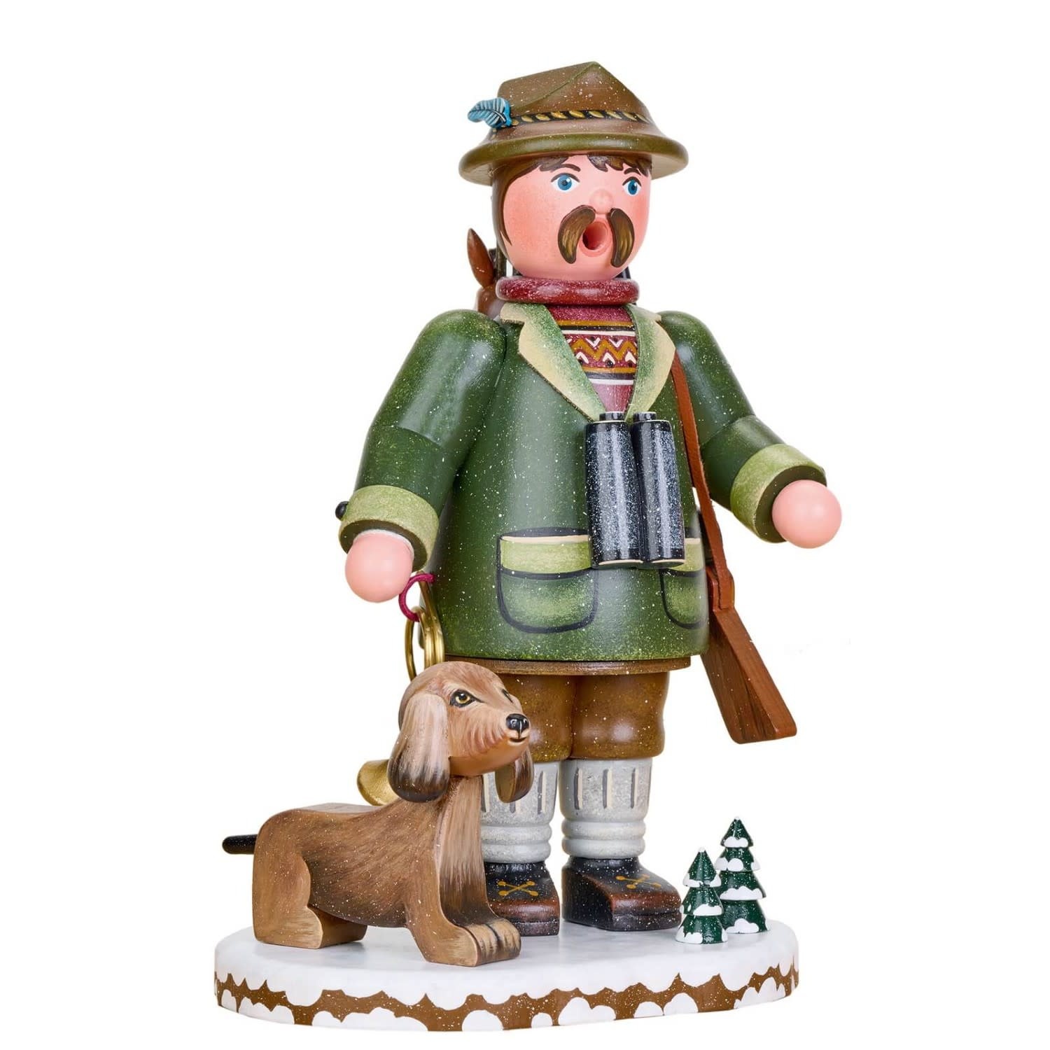 Hubrig 105h4011 Smoking Man Hunter with Dog  20cm