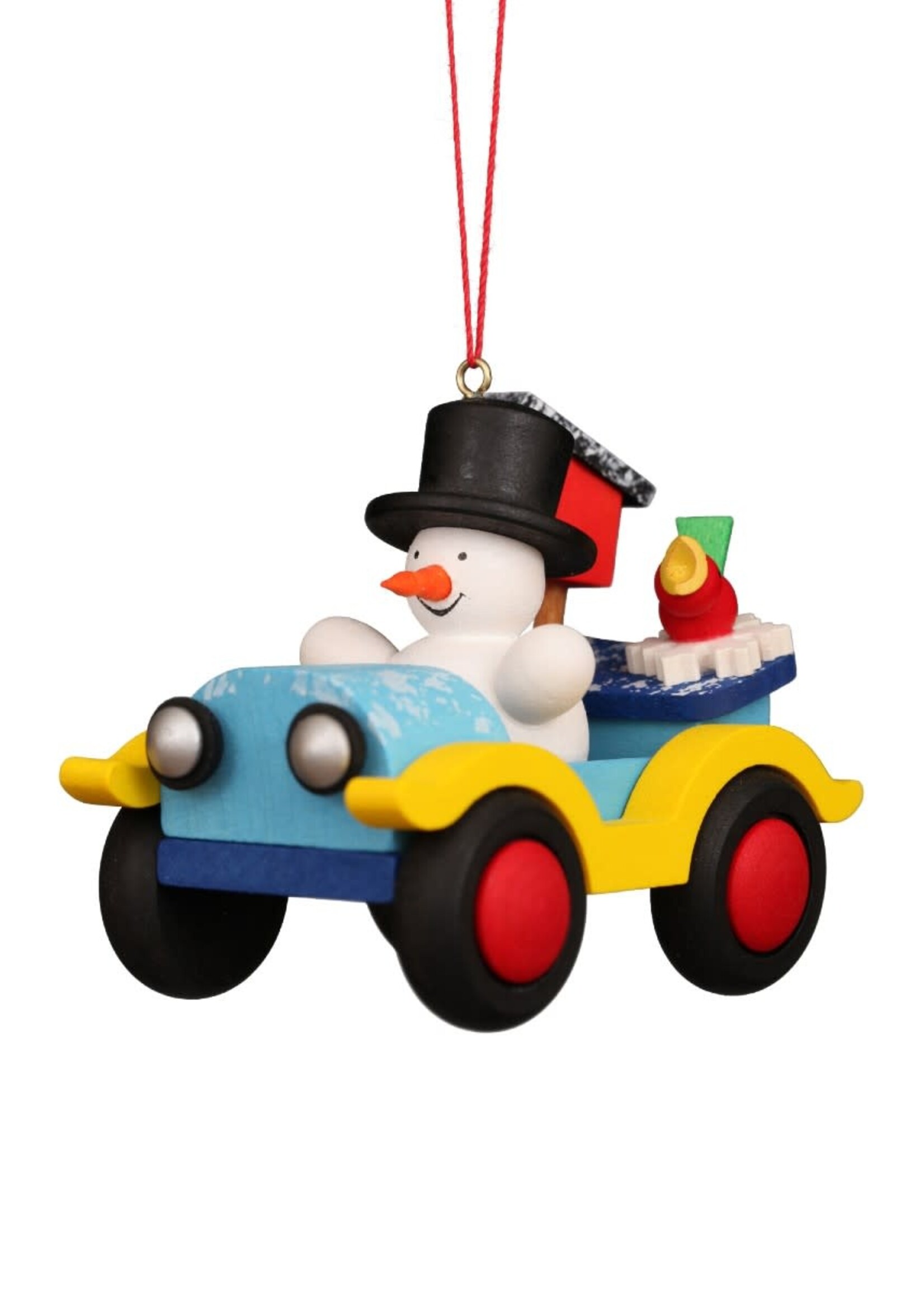 Christian Ulbricht 10-0936 Ulbricht Ornament - Snowman in Car  2.6 inches
