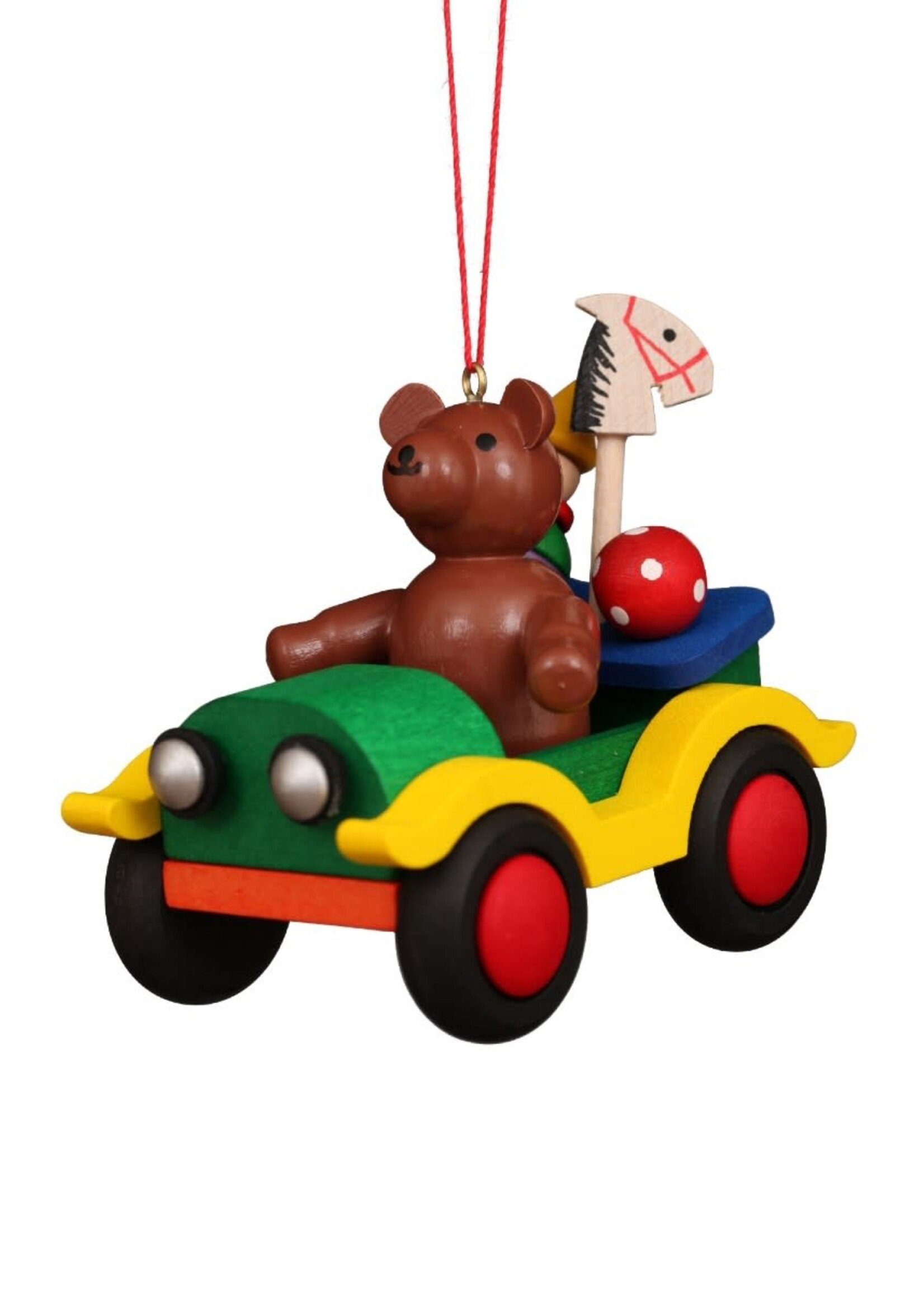 Christian Ulbricht 10-0937 Ulbricht Ornament - Teddy Bear in Car  2.8 inches