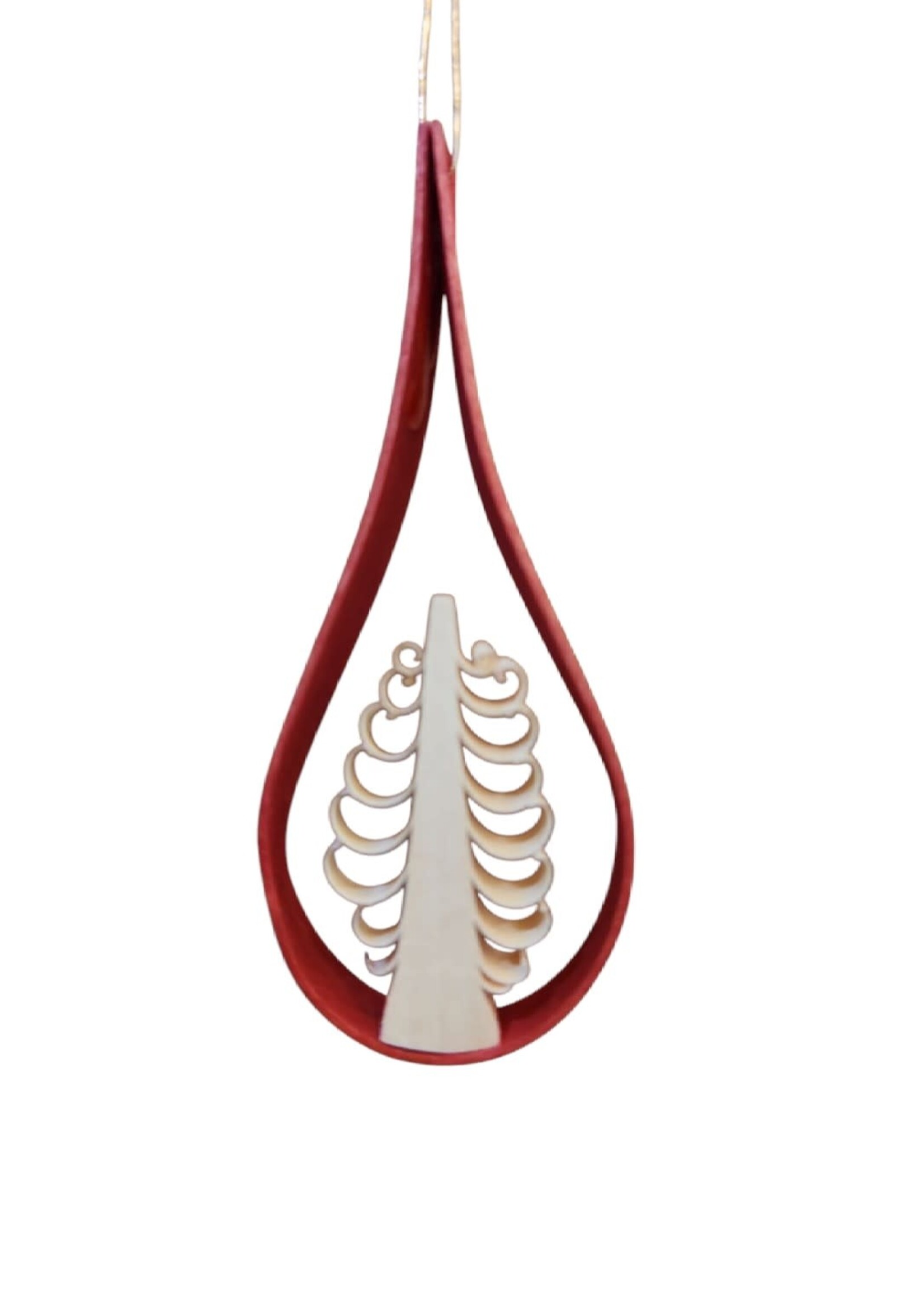 Rudolph 320/R Ornament Curly Wood Red