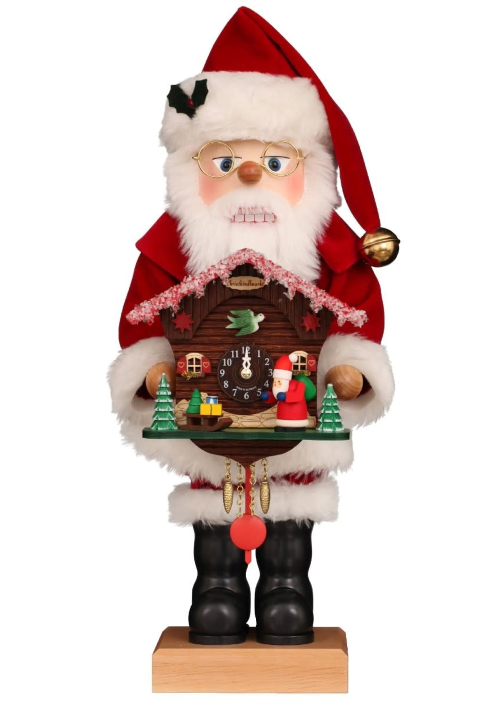 Christian Ulbricht 0 891 Ulbricht Premium Nutcracker - Santa With Cuckoo Clock  18.7 inches