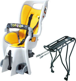 Topeak Topeak Baby Seat II Child Seat With Disc Compatible Rear Rack - Fits 26"/27.5"/700c, MTX 2.0, Gray/Yellow