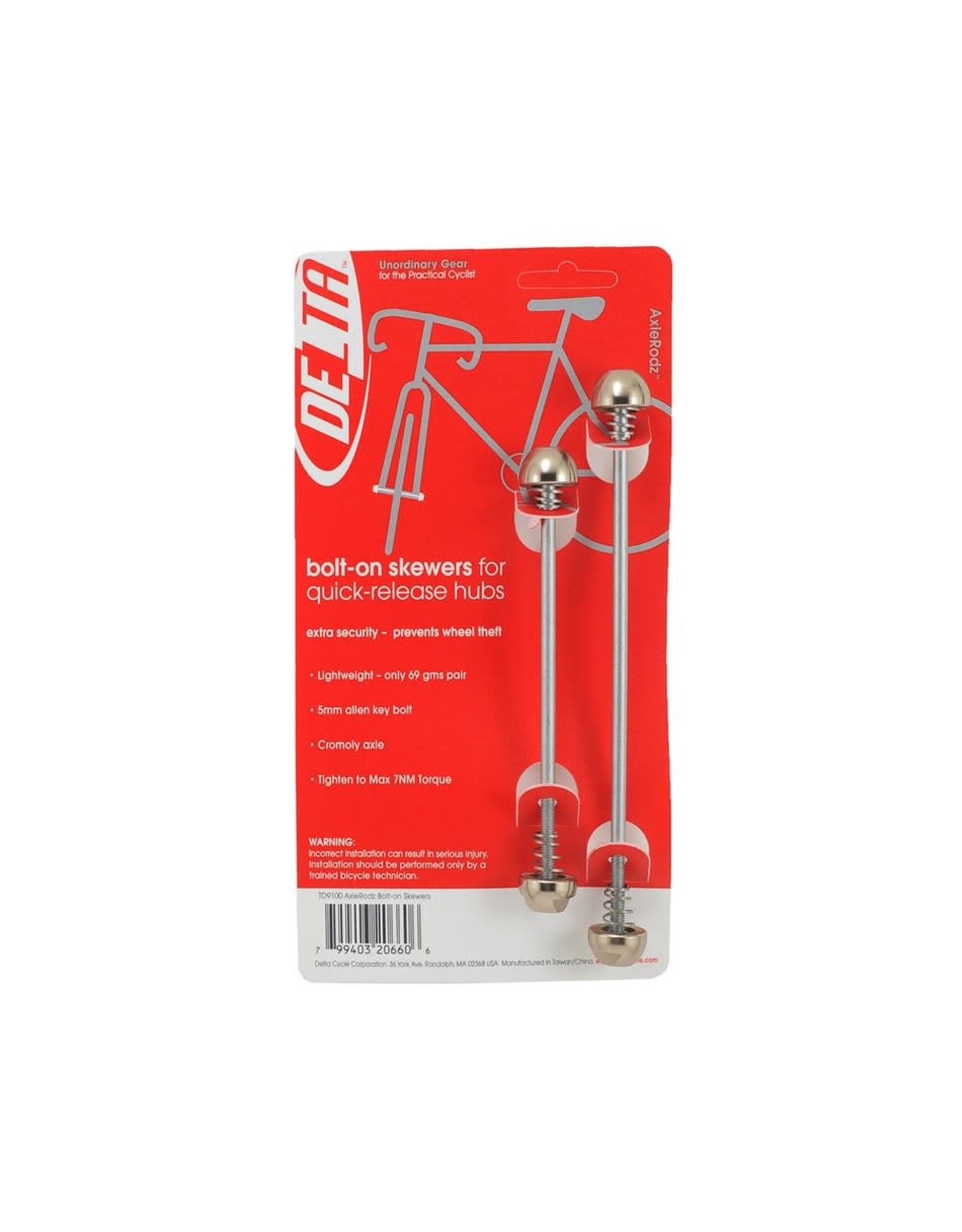 Delta Cycle Delta TD-9100 Axle Rodz 5mm Allen Skewer Set, Silver