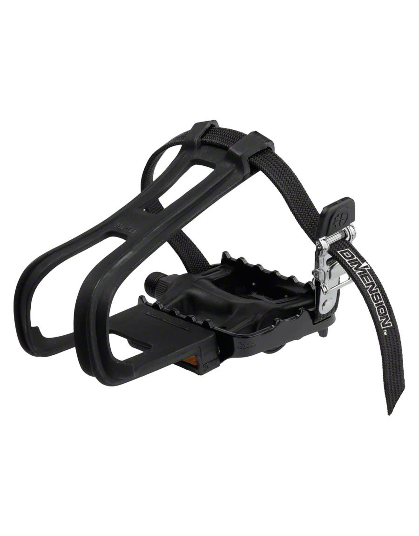 Dimension Dimension Sport Combo Pedals/Toe Clip Combo Plastic, 9/16", Black