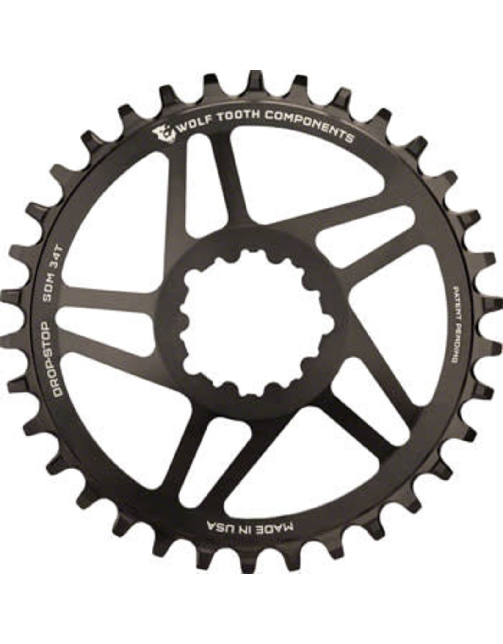 Wolf Tooth Components Wolf Tooth Direct Mount Chainring 36t SRAM Direct Mount Drop-Stop For SRAM 3-Bolt Cranksets 6mm Offset Black