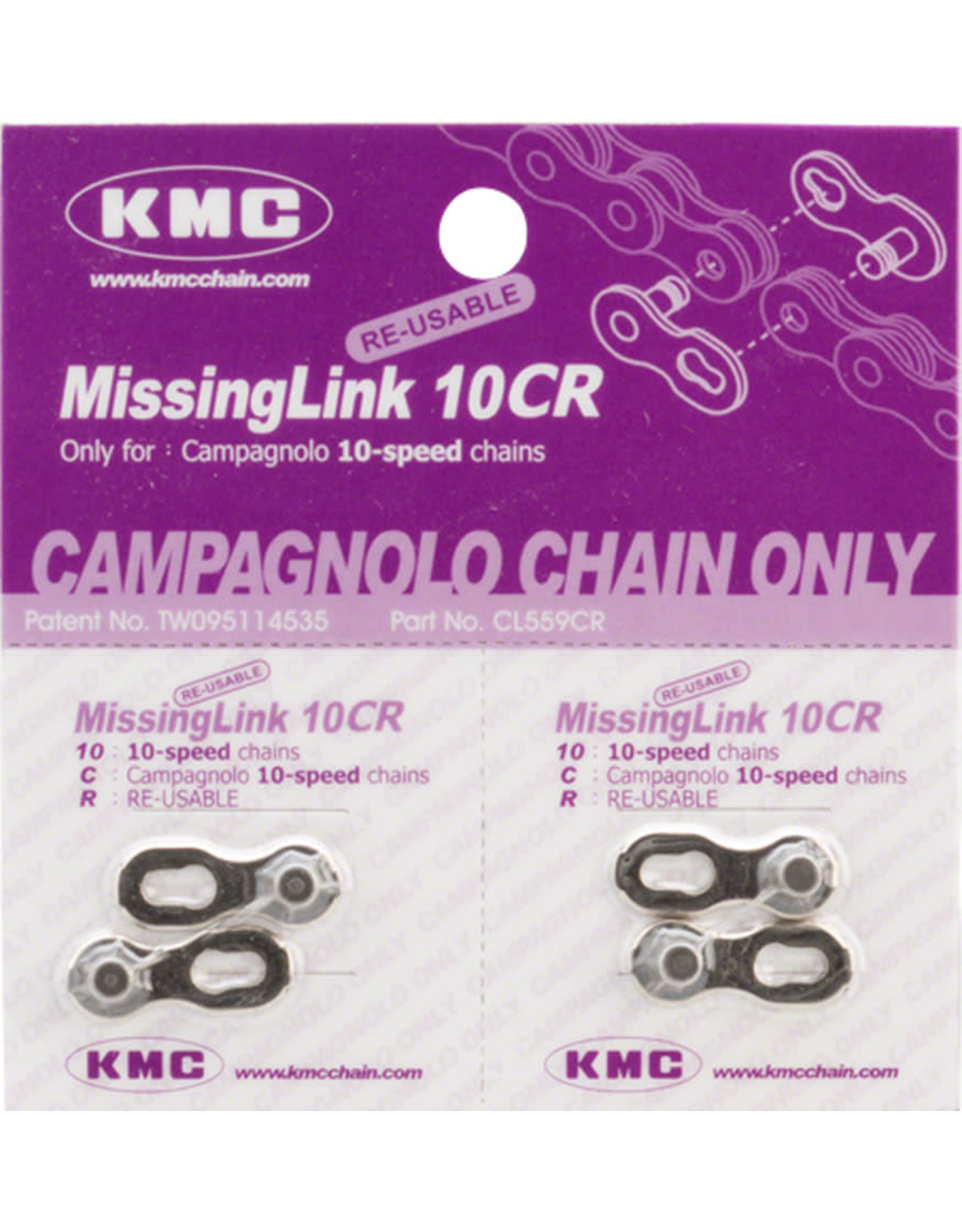 KMC KMC Missing Link 10CR: for Campagnolo 10 Speed Chains, Silver, EACH