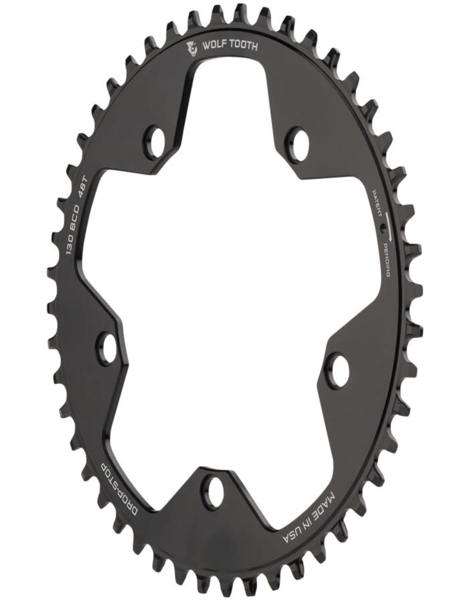 Wolf Tooth Components Wolf Tooth Drop-Stop Chainring 130 BCD 5-Bolt 10/11/12 Speed Black