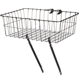 WALD Wald 1372/1392 Front Basket w/ Adjustable Legs fits  7/8 to 1" bars Black Large 18x13x6"
