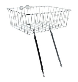 WALD Wald 1372/1392 Front Basket w/ Adjustable Legs fits 7/8" to 31.8mm bars  Silver  Large 18x13x6"