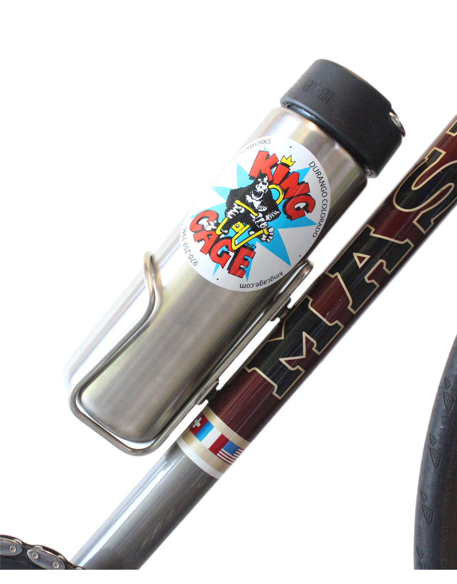 King Cage King Cage Lowering Bottle Cage for Small Frames, - Flat Top - Stainless Steel (formerly known as dropper cage)