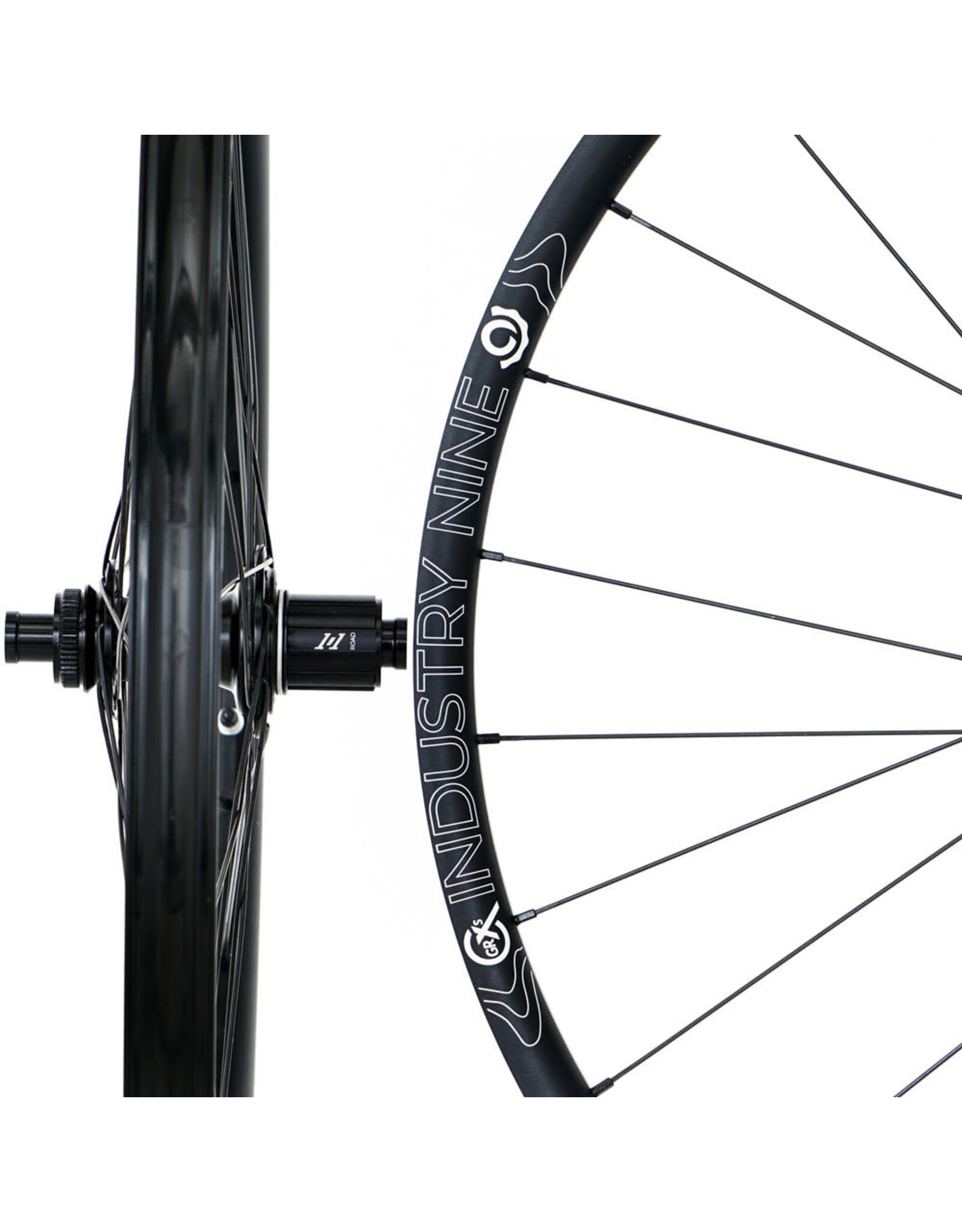 Industry Nine 1/1 GRCX 700c GRCX-S - Center Lock - Wheelset 1  - Black Hub - Black Spokes - 12x100 - 12x142 - HG11
