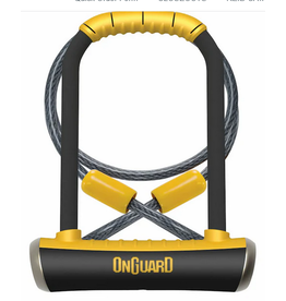 OnGuard OnGuard PitBull Series U-Lock - 4.5 x 9", Keyed, Black/Yellow, w/ Cable & Bracket