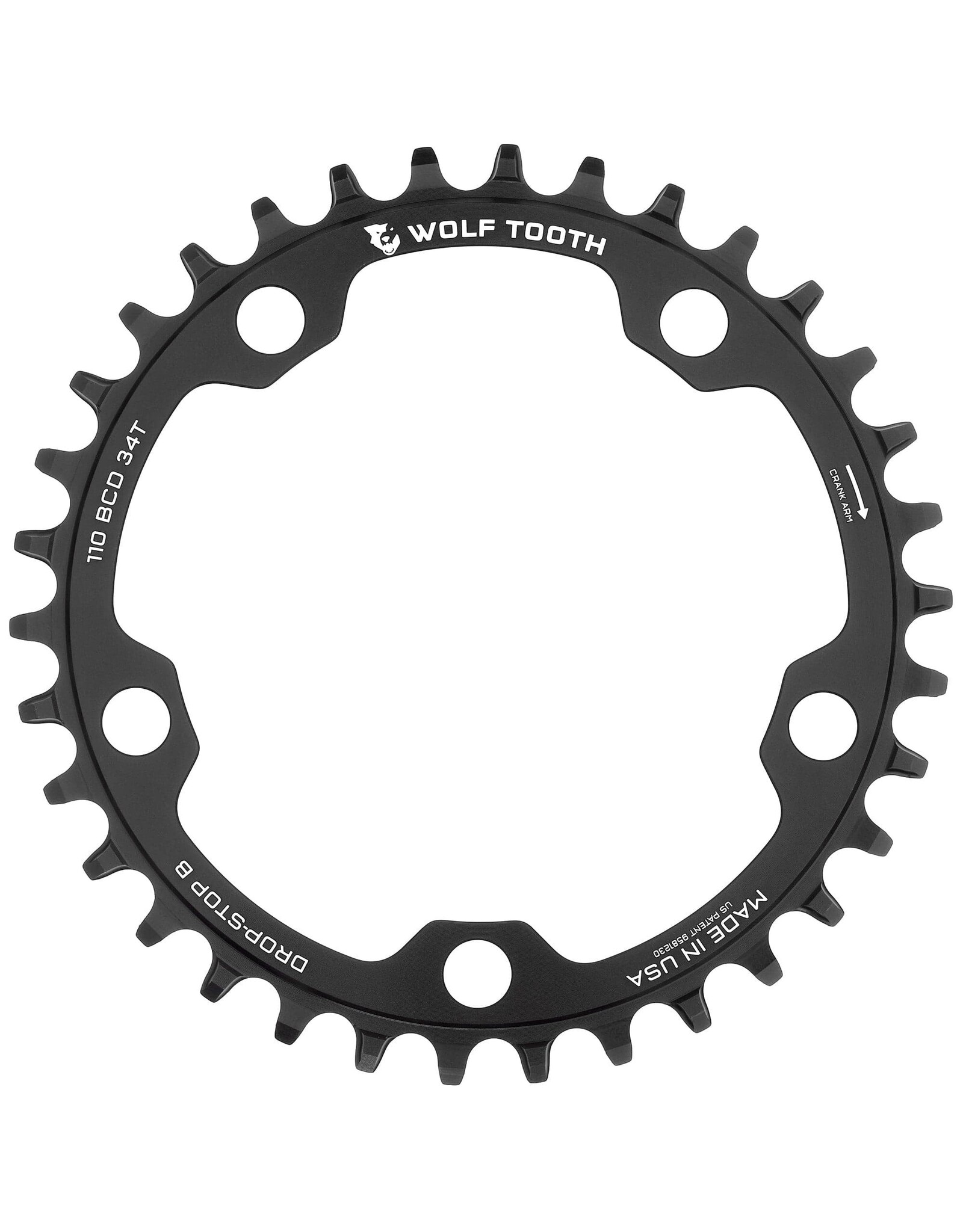 Wolf Tooth Components Wolf Tooth Drop-Stop Chainring 110 BCD 5-Bolt 10/11/12 Speed Black