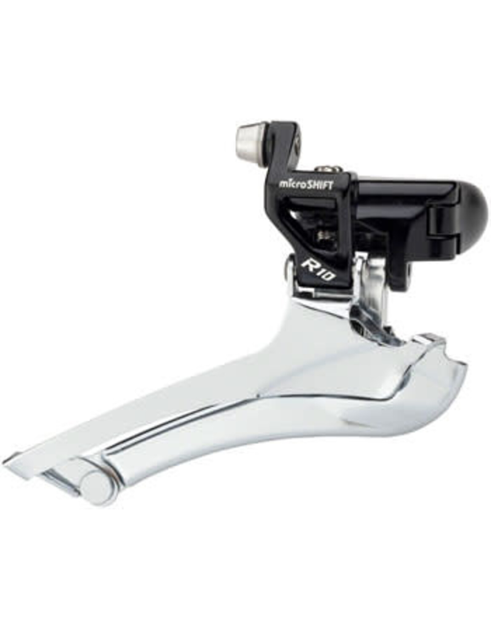 MicroShift microSHIFT R10 Front Derailleur 10-Speed Double, 56T Max, 31.8/34.9mm Band Clamp, Shimano Compatible, Black