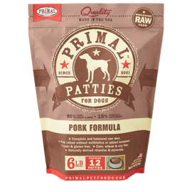 Primal Primal Dog Frozen Raw Patties Pork 6#