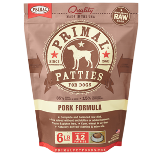 Primal Primal Dog Frozen Raw Patties Pork 6#