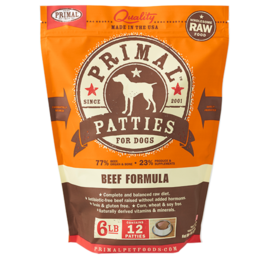 Primal Primal Dog Frozen Raw Patties Beef 6#