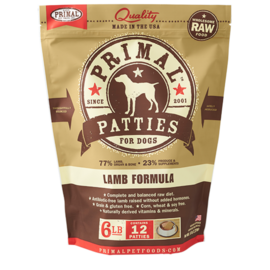 Primal Primal Dog Frozen Raw Patties Lamb 6#
