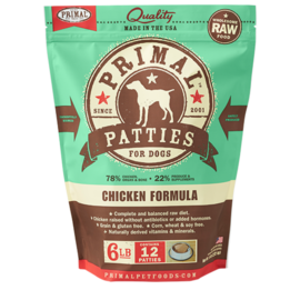 Primal Primal Dog Frozen Raw Patties Chicken 6#