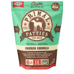 Primal Primal Dog Frozen Raw Patties Chicken 6#