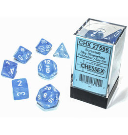 chessex Chessex 7ct Dice Set - Borealis Sky Blue/ White