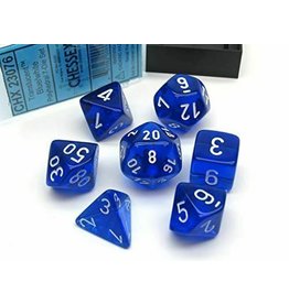 Chessex 7ct Dice Set - Translucent Blue/ White