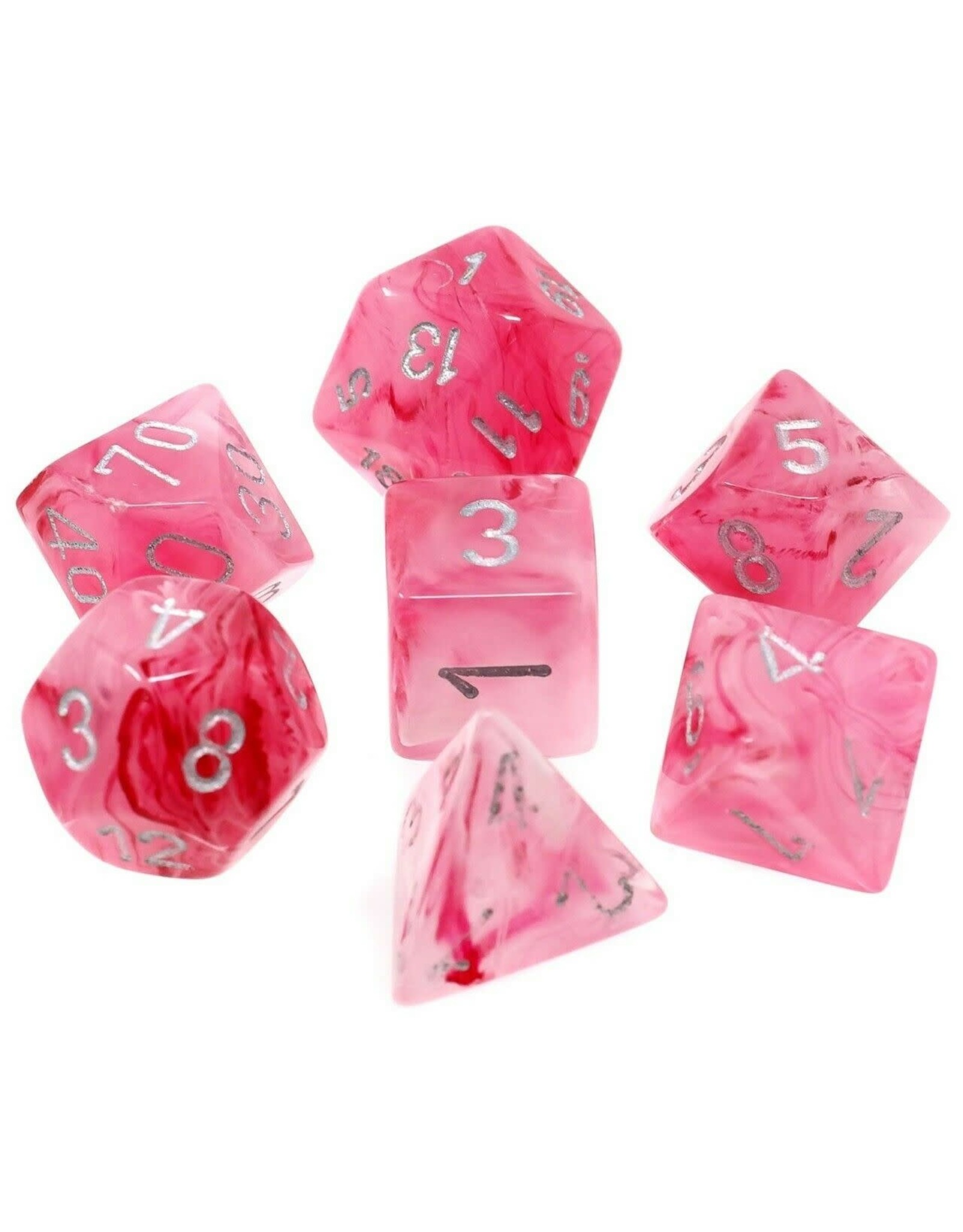 chessex Chessex 7ct Lab Dice Set - Ghostly Glow Pink/Silver