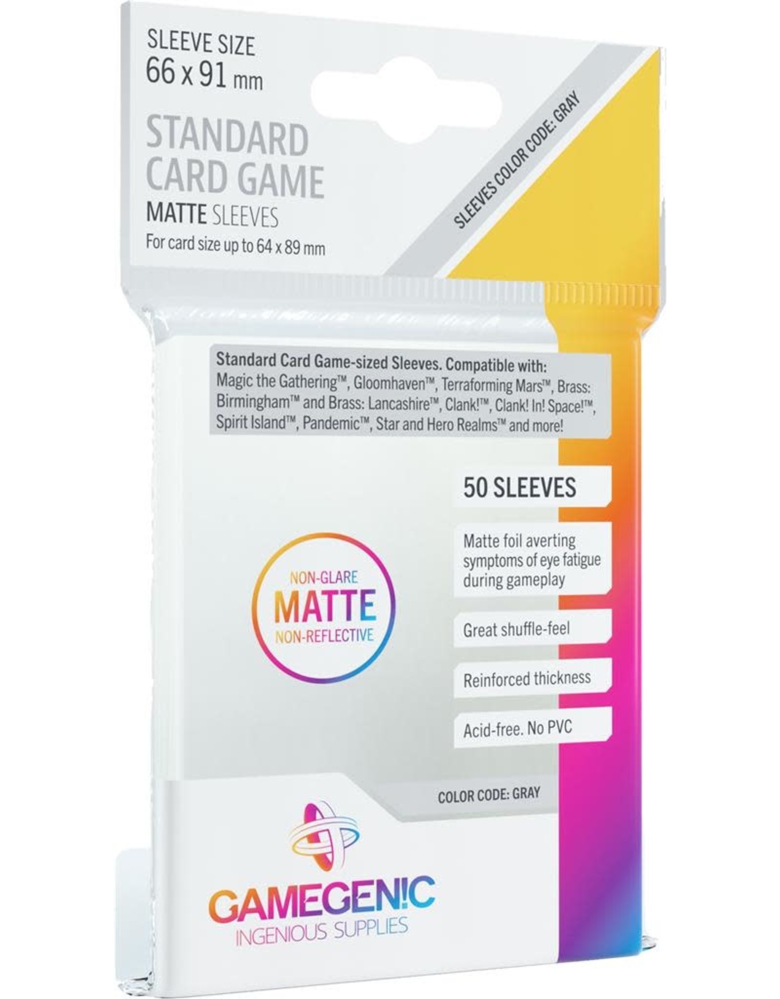 Gamegenic Gamegenic Standard Matte Sleeves 50ct - Gray