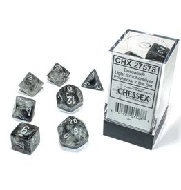 chessex Chessex 7ct Dice Set - Borealis Light Smoke/Silver
