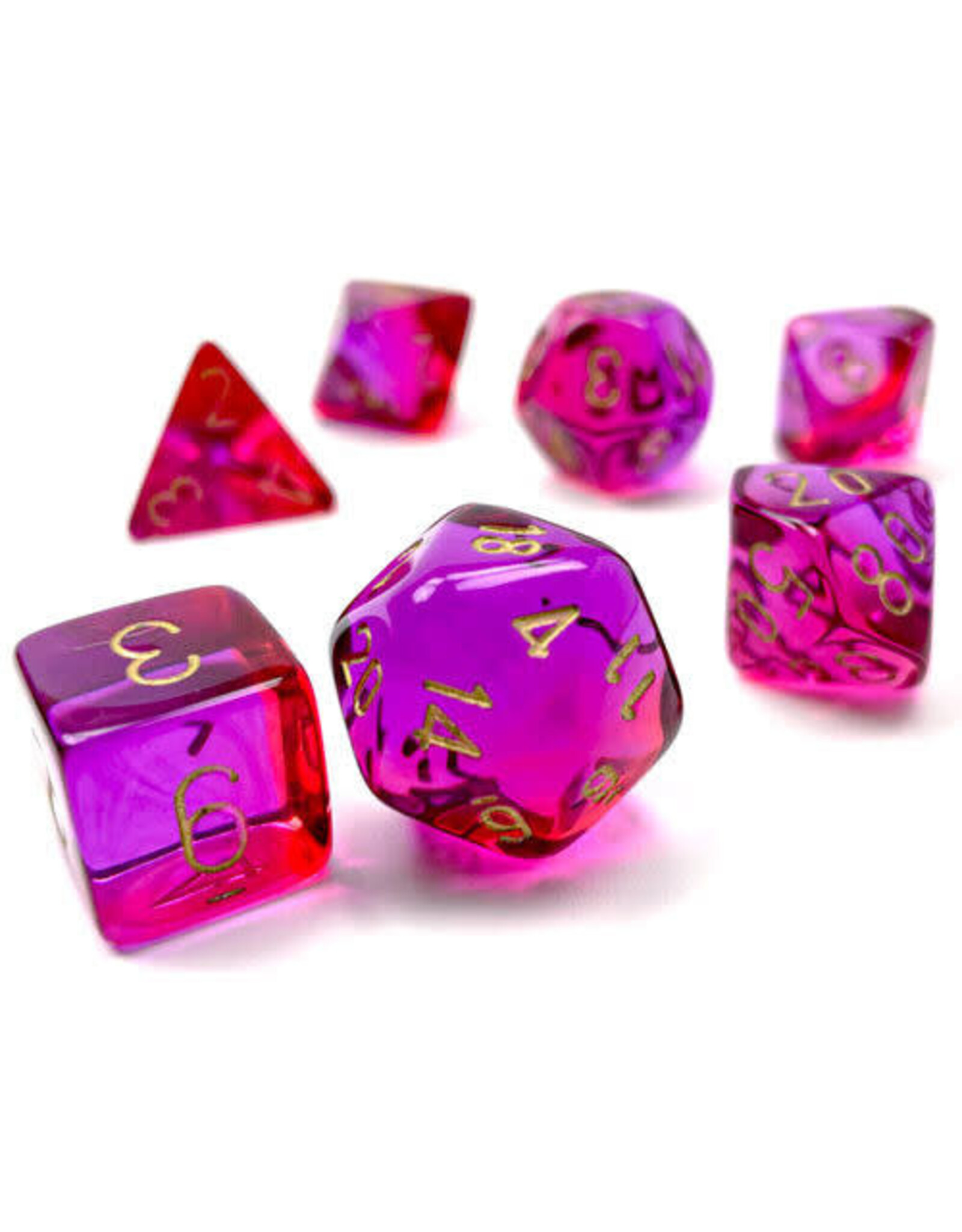 chessex Chessex 7ct Dice Set - Translucent Red/ Violet/ Gold