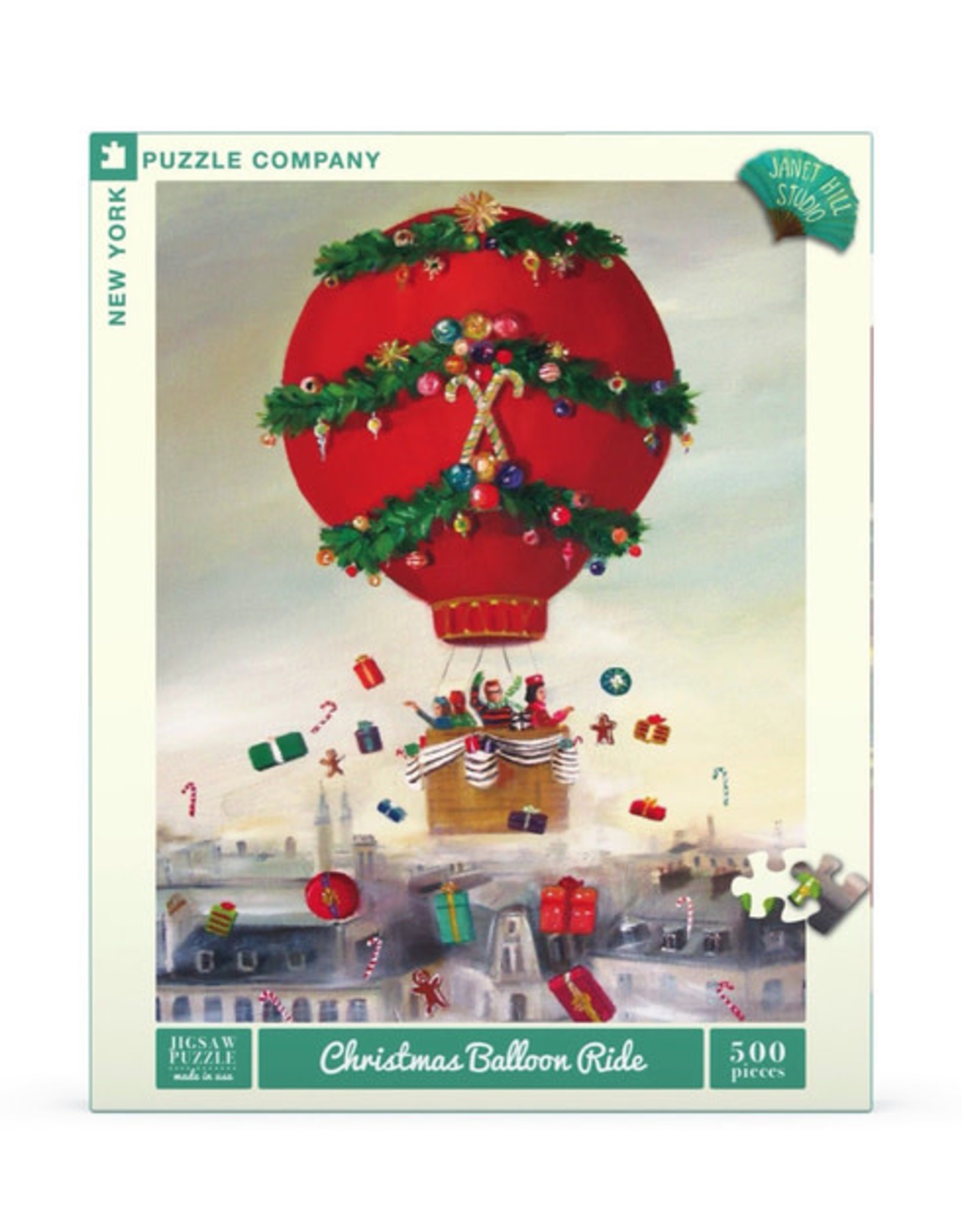 New York Puzzle Company Christmas Balloon Ride 500pc New York Puzzle Company Jigsaw Puzzle