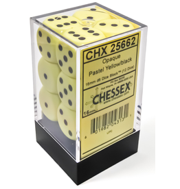 12ct Chessex 16mm D6 Dice Set - Pastel Yellow