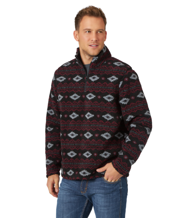 Wrangler 1/4 Zip Sherpa Print Pullover 