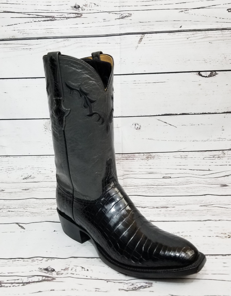 Lucchese Classics Black Ultra Belly Caiman Boots - Dixie’s