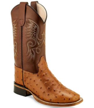 Old West Youth Ostrich Tan Boot