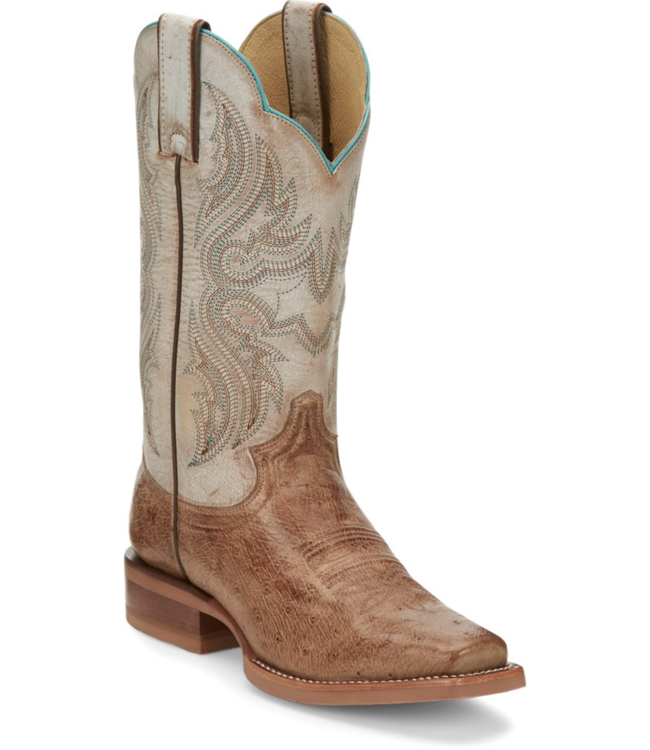 Justin Willa Smooth Ostrich Boots, Tan
