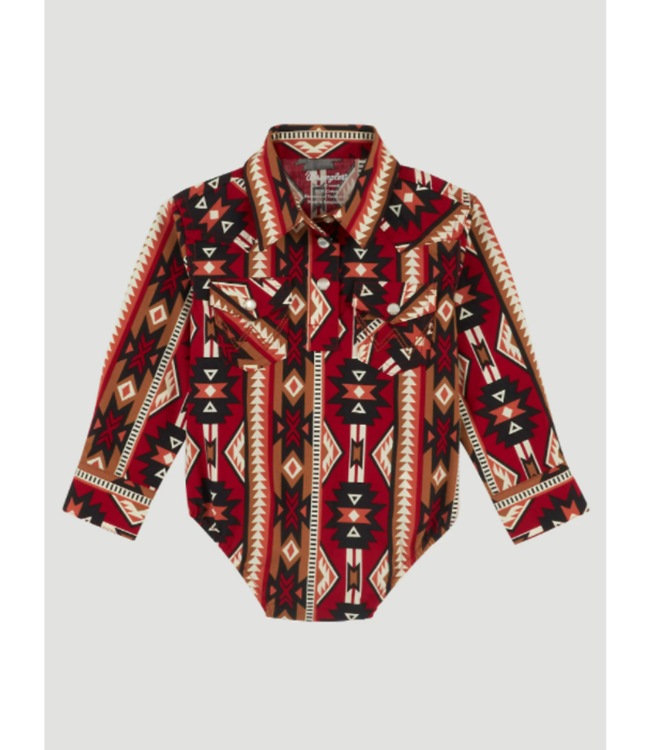 Wrangler Baby Boy Long Sleeve Aztec Print Bodysuit