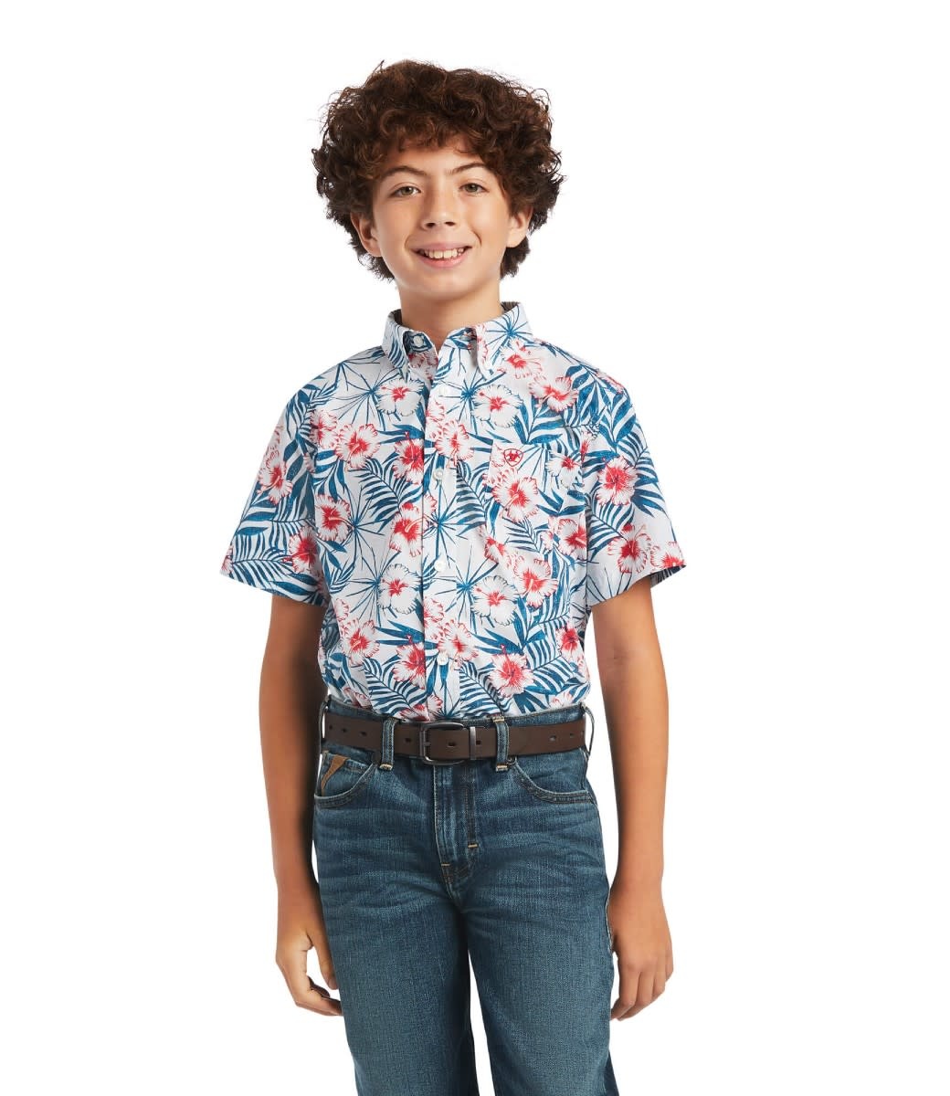 Ariat Boys Short Sleeve Print Button 