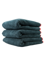 Chemical Guys MIC_508_03 Microfiber Towels 16X16 Heavy Black Towel, With Red Silk Edges - (3pcs/Bag) - 1Unit