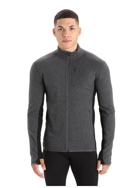ICEBREAKER DESCENDER L/S ZIP | JET HEATHER/BLACK