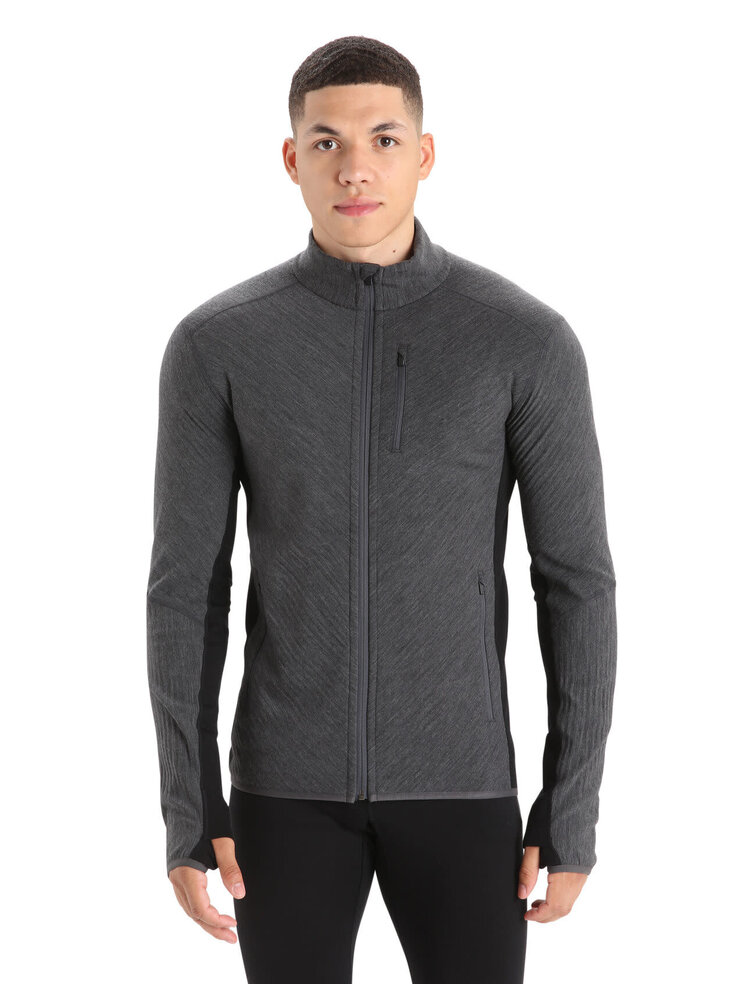 ICEBREAKER DESCENDER L/S ZIP | JET HEATHER/BLACK