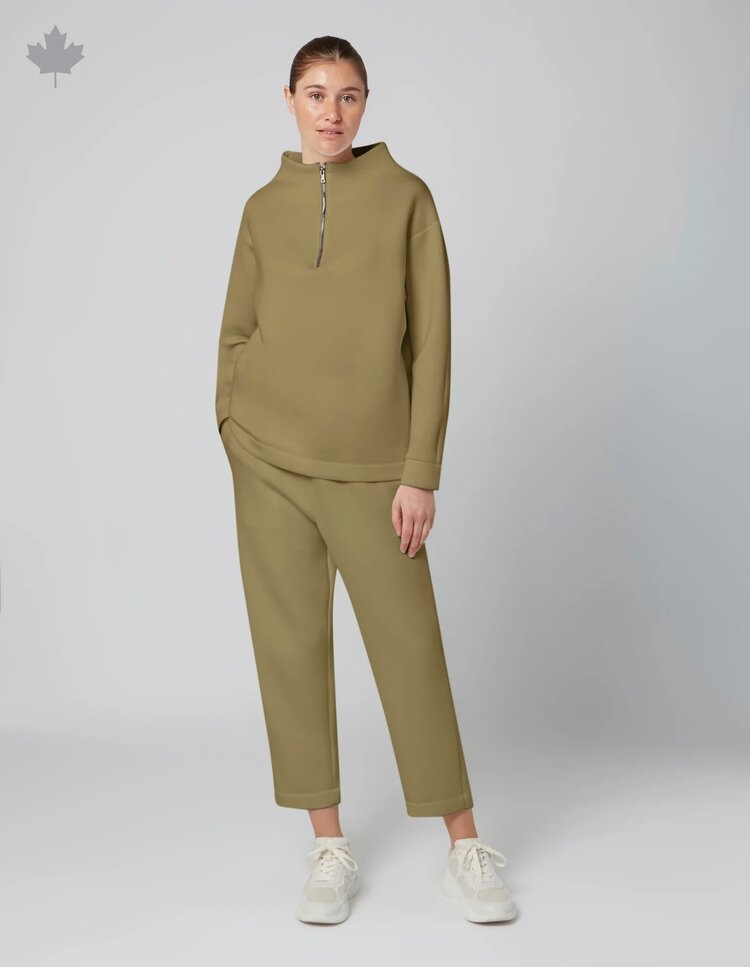 FIG TURNIN HALF ZIP TOP | ARMY